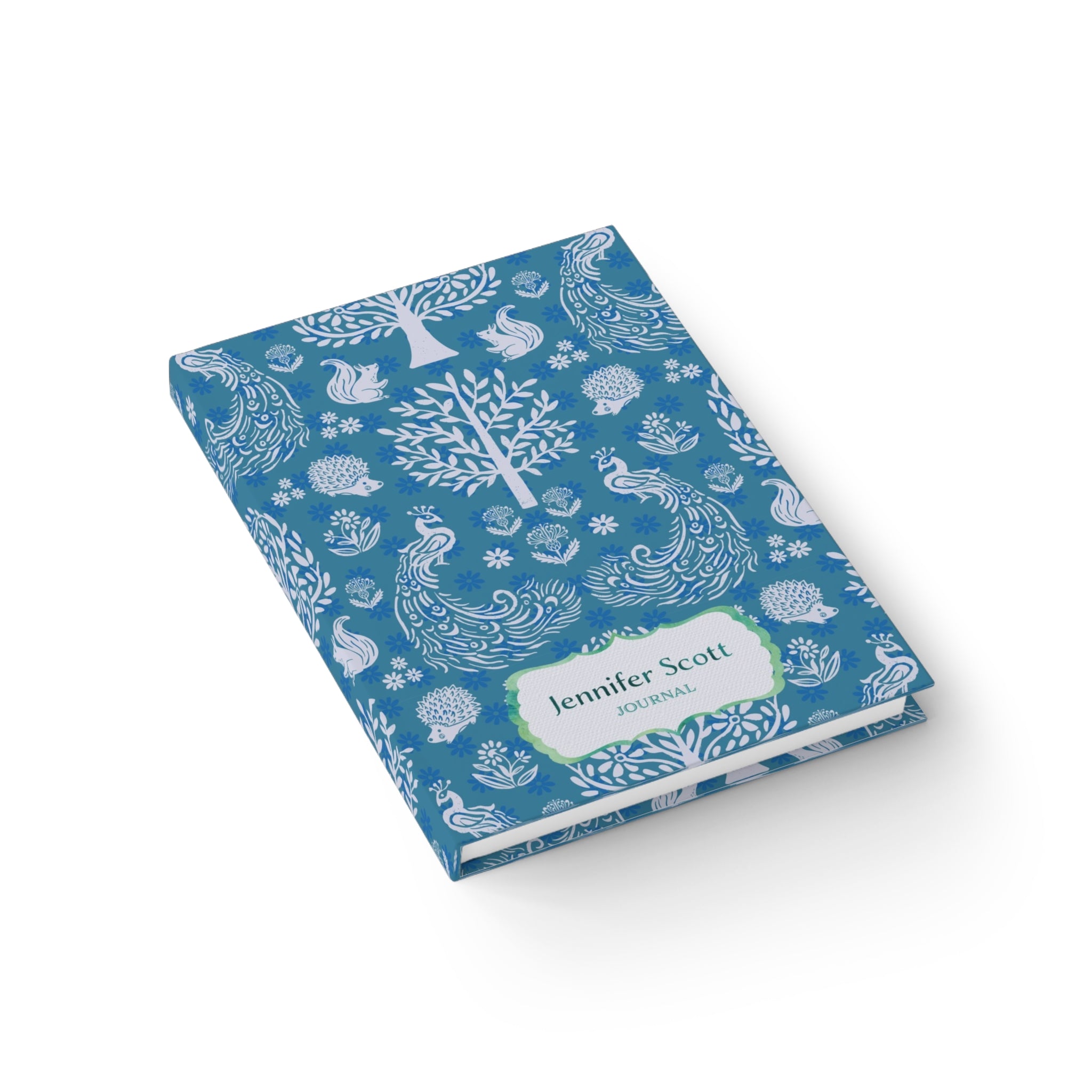 Peacock Garden Personalized Journal Blue