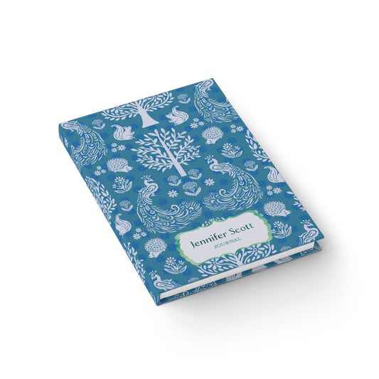 Peacock Garden Personalized Journal Blue