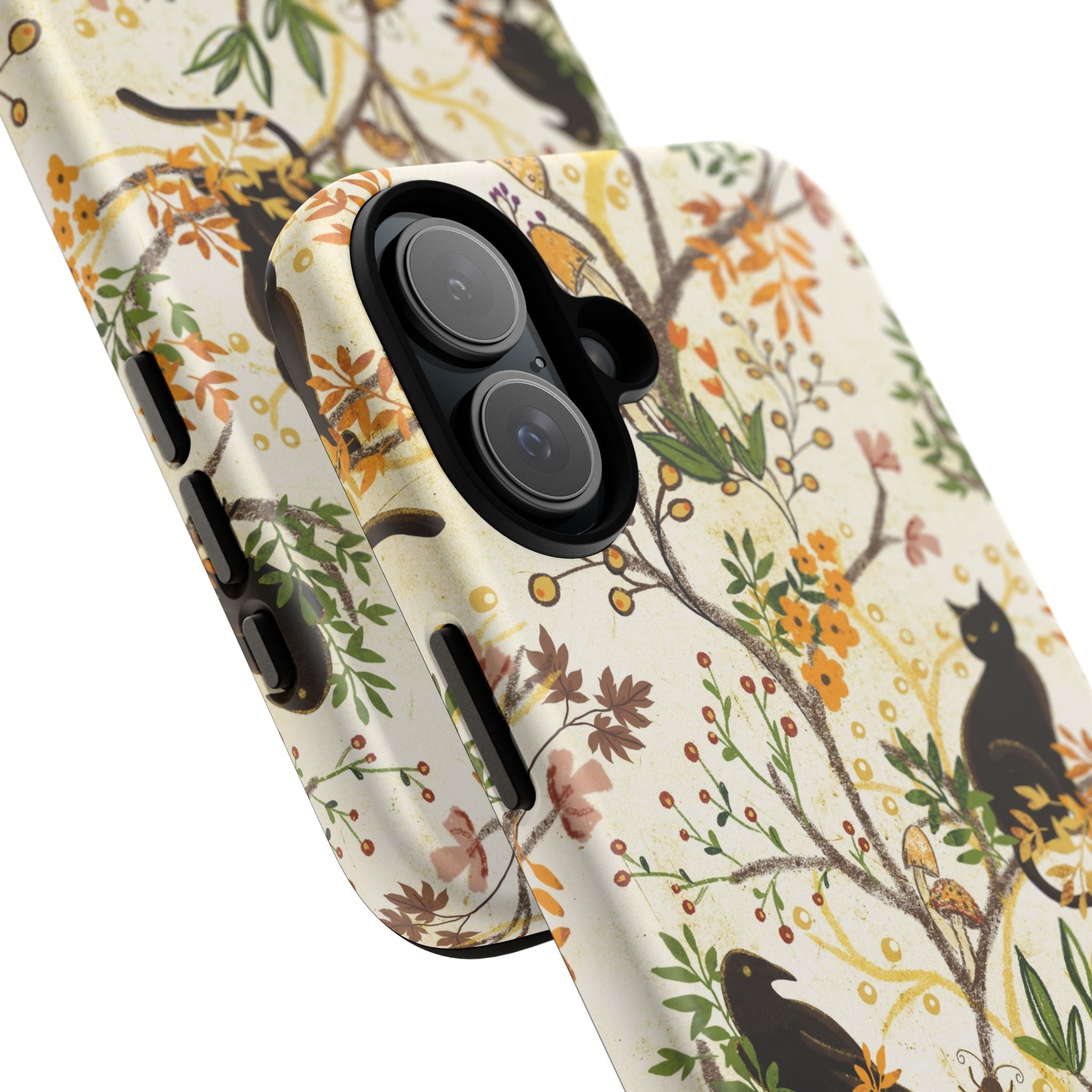 Cat and Raven Spooky Autumn Woods Pattern Phone Case
