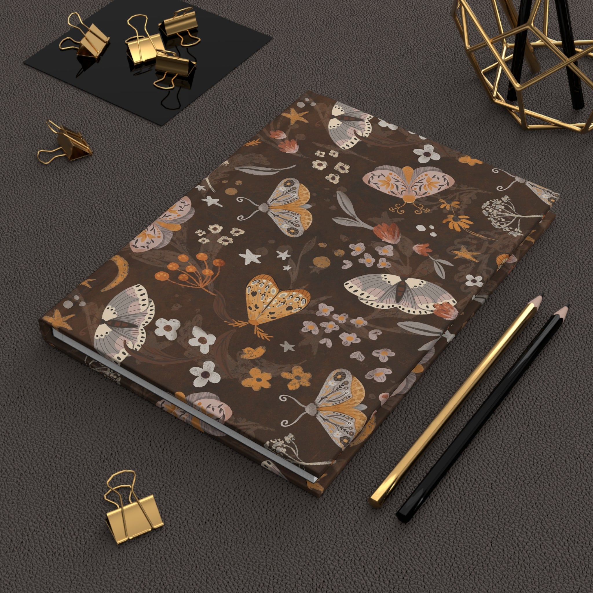 Vintage Moths Autumn Garden Hardcover Journal