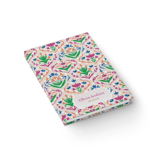 Floral Block Print Personalized Journal
