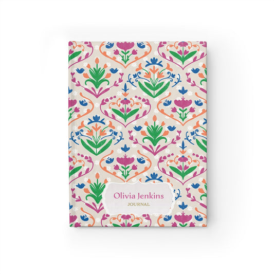 Floral Block Print Personalized Journal