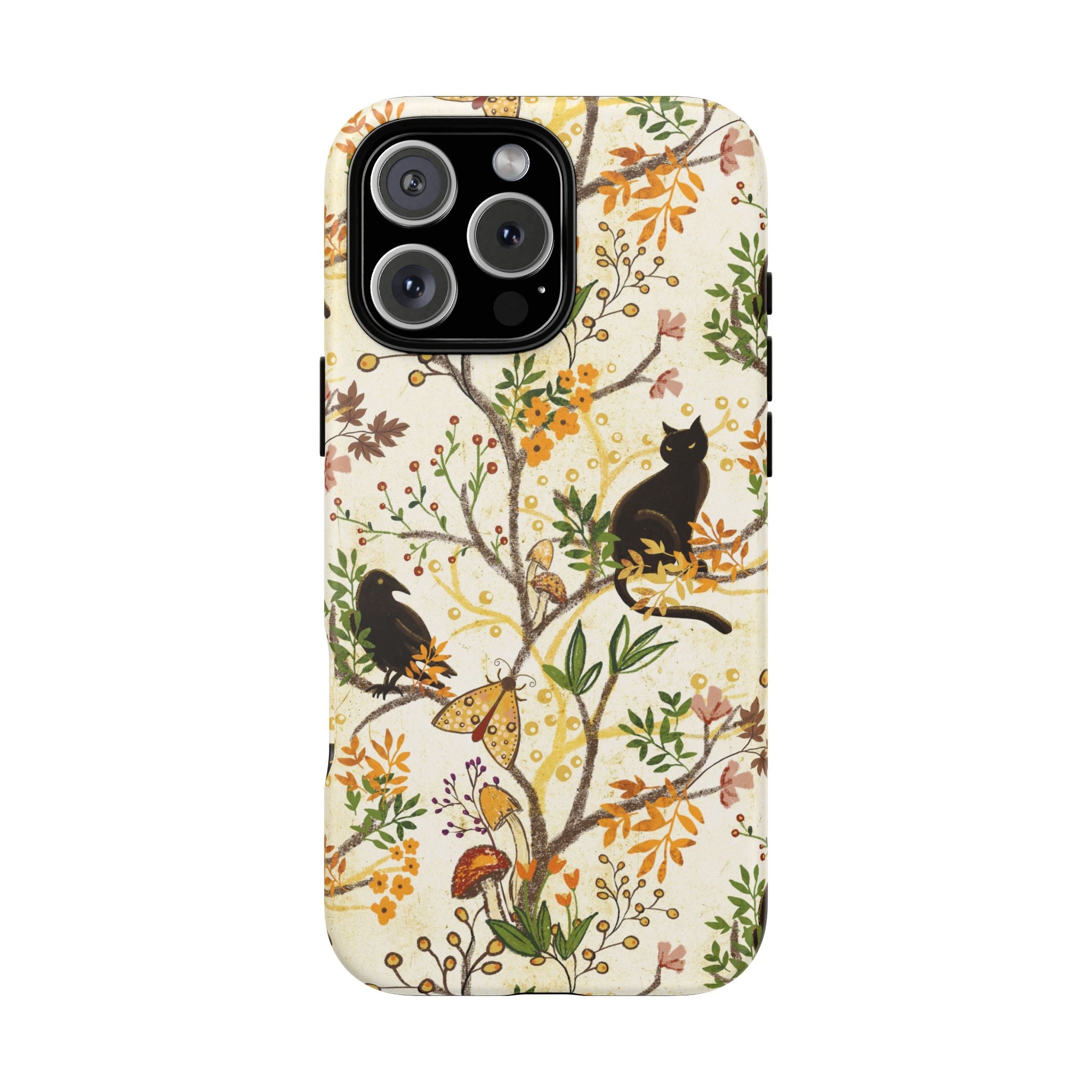 Cat and Raven Spooky Autumn Woods Pattern Phone Case
