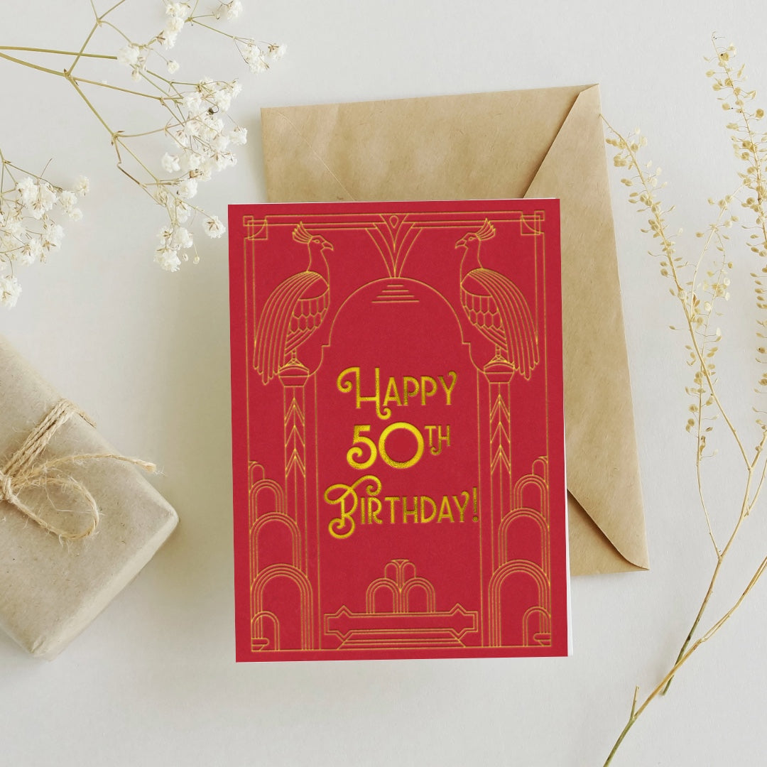 Vintage Art Deco 50th Birthday Greeting Printable