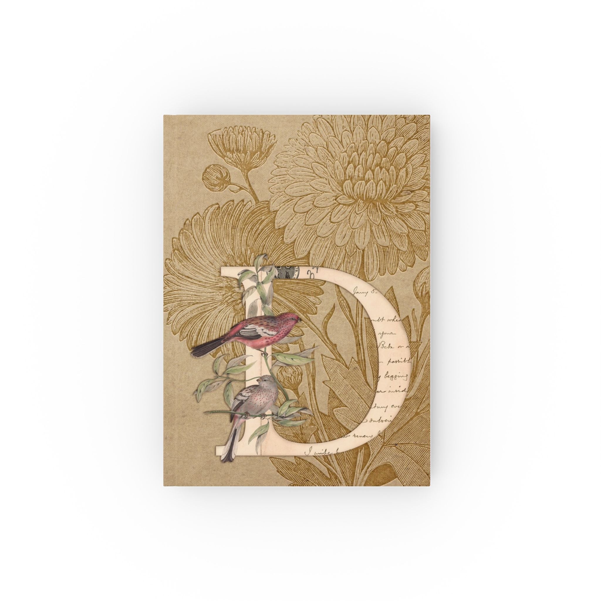 Vintage Birds Monogram Ruled Hard Cover Journal