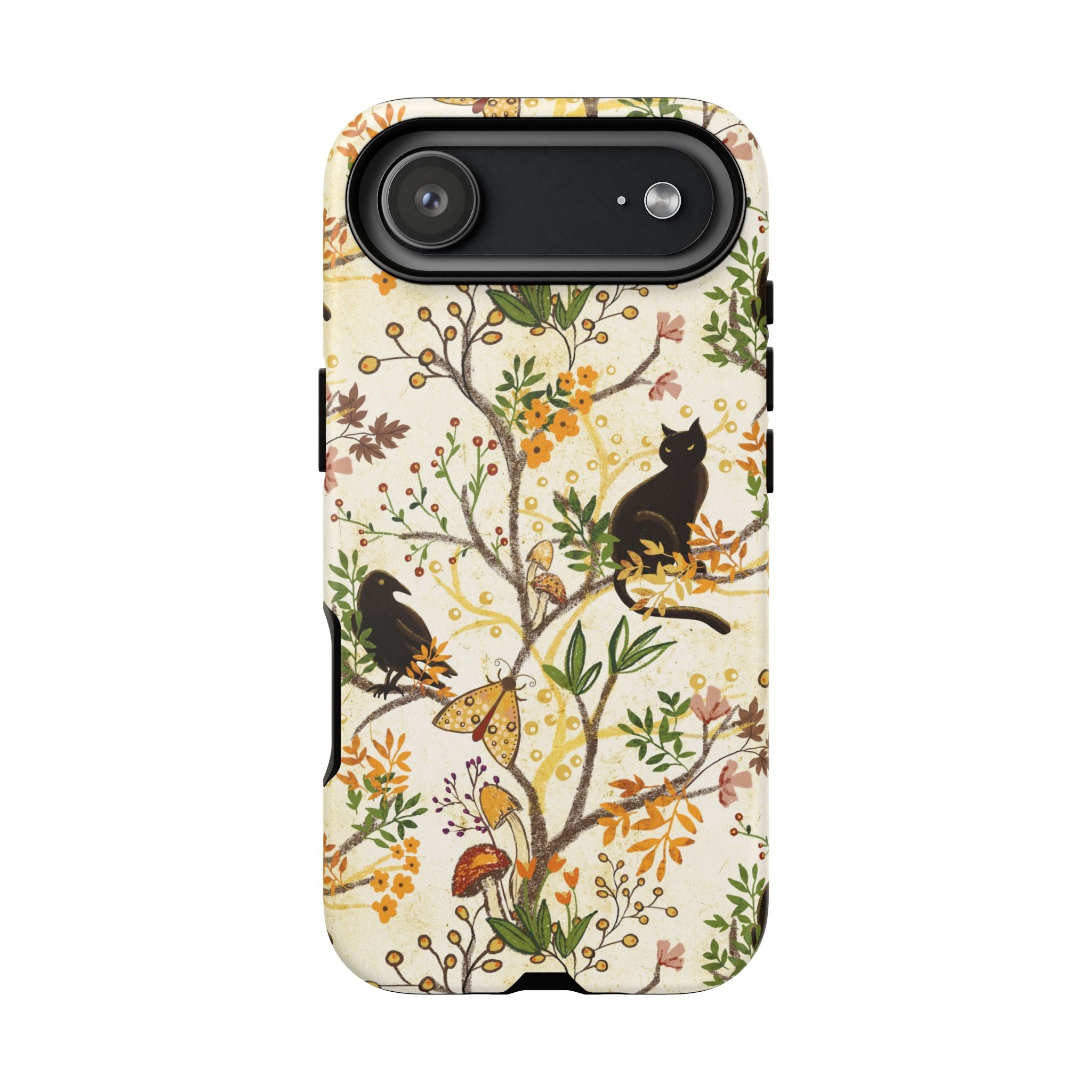 Cat and Raven Spooky Autumn Woods Pattern Phone Case