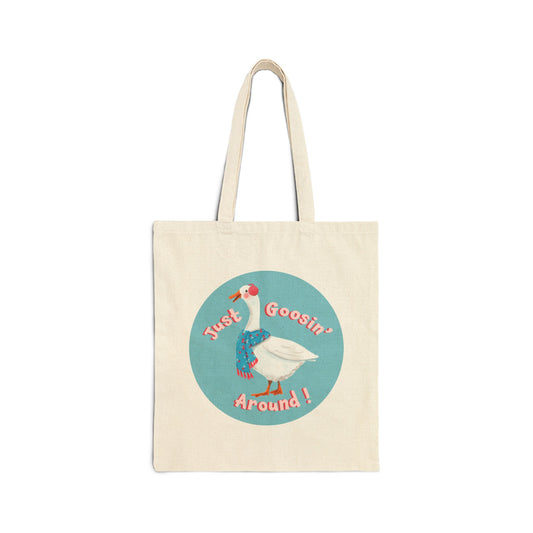 Quirky Canvas Shopping Tote - 'Just Goosin' Around!'