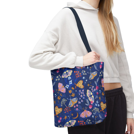 Moths Midnight Garden Tote Bag