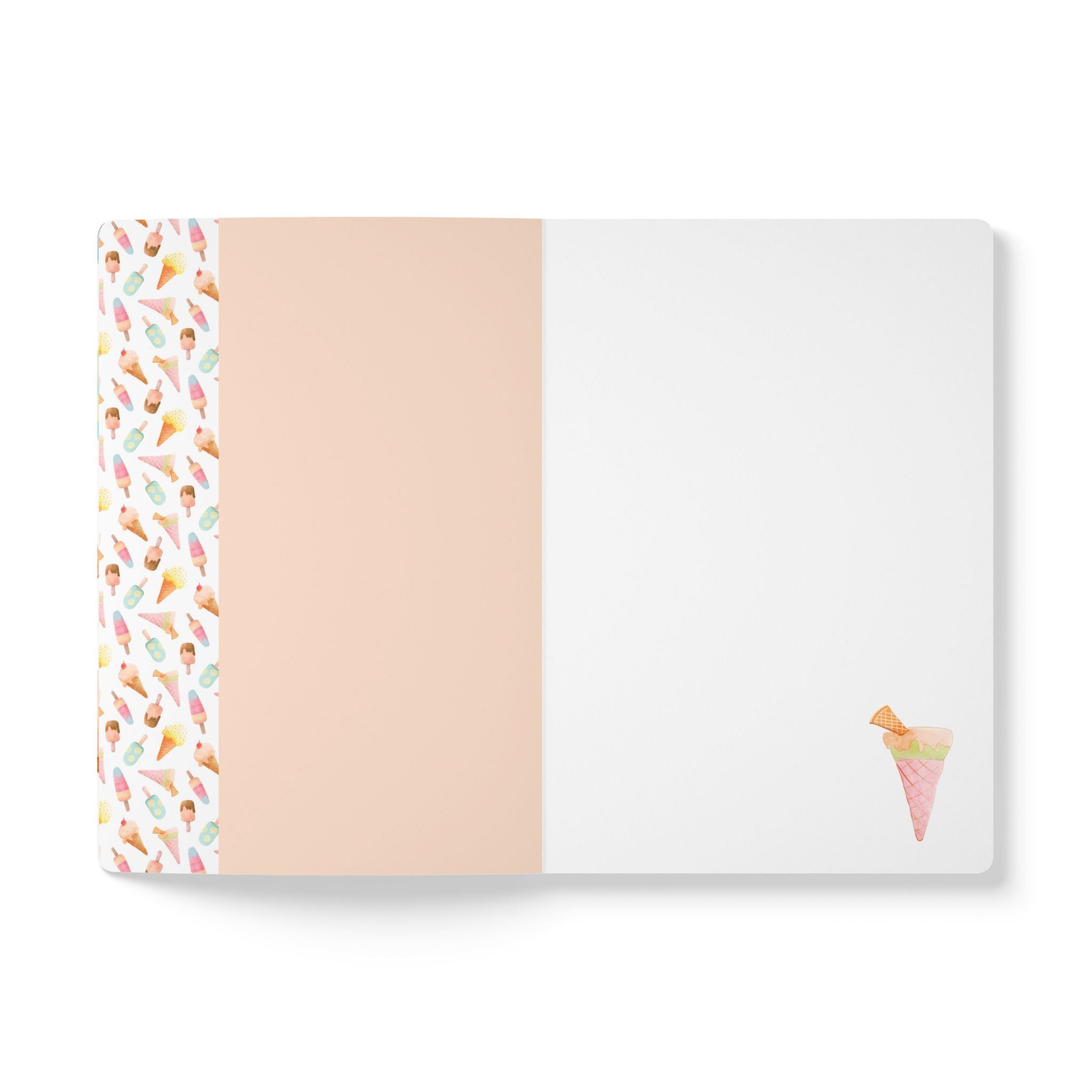 Ice Cream Pattern Softcover Journal — Personalized Name Notebook
