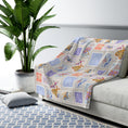 Load image into Gallery viewer, Vintage Moth Stamps Pastel Pattern Sherpa Fleece Blanket

