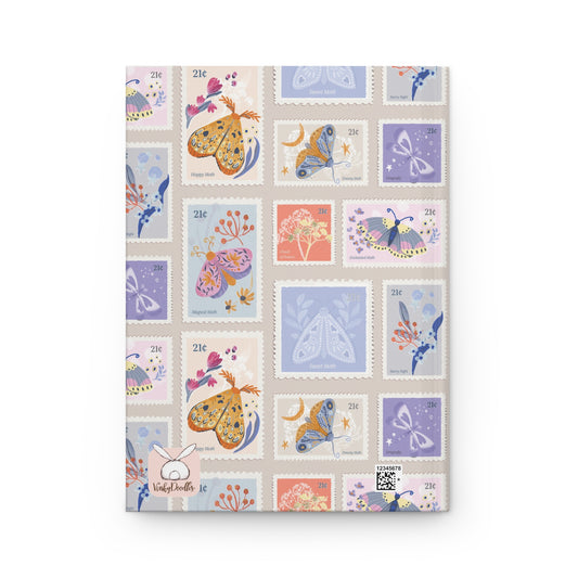 Hardcover Journal Matte Vintage Moth Stamps Pattern
