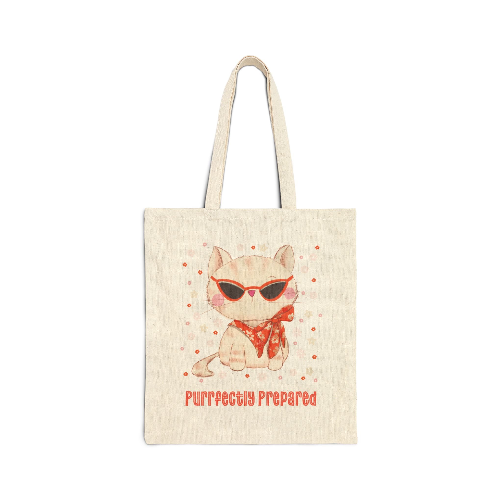 Purrfectly Prepared Cat Canvas Tote Bag