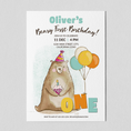 Load image into Gallery viewer, Beary First Birthday Invitation
