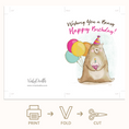 Load image into Gallery viewer, Bear with cupcake and balloons birthday greeting
