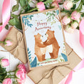 Load image into Gallery viewer, Happy anniversary printable card with bear couple
