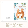 Load image into Gallery viewer, Happy anniversary printable card with bear couple
