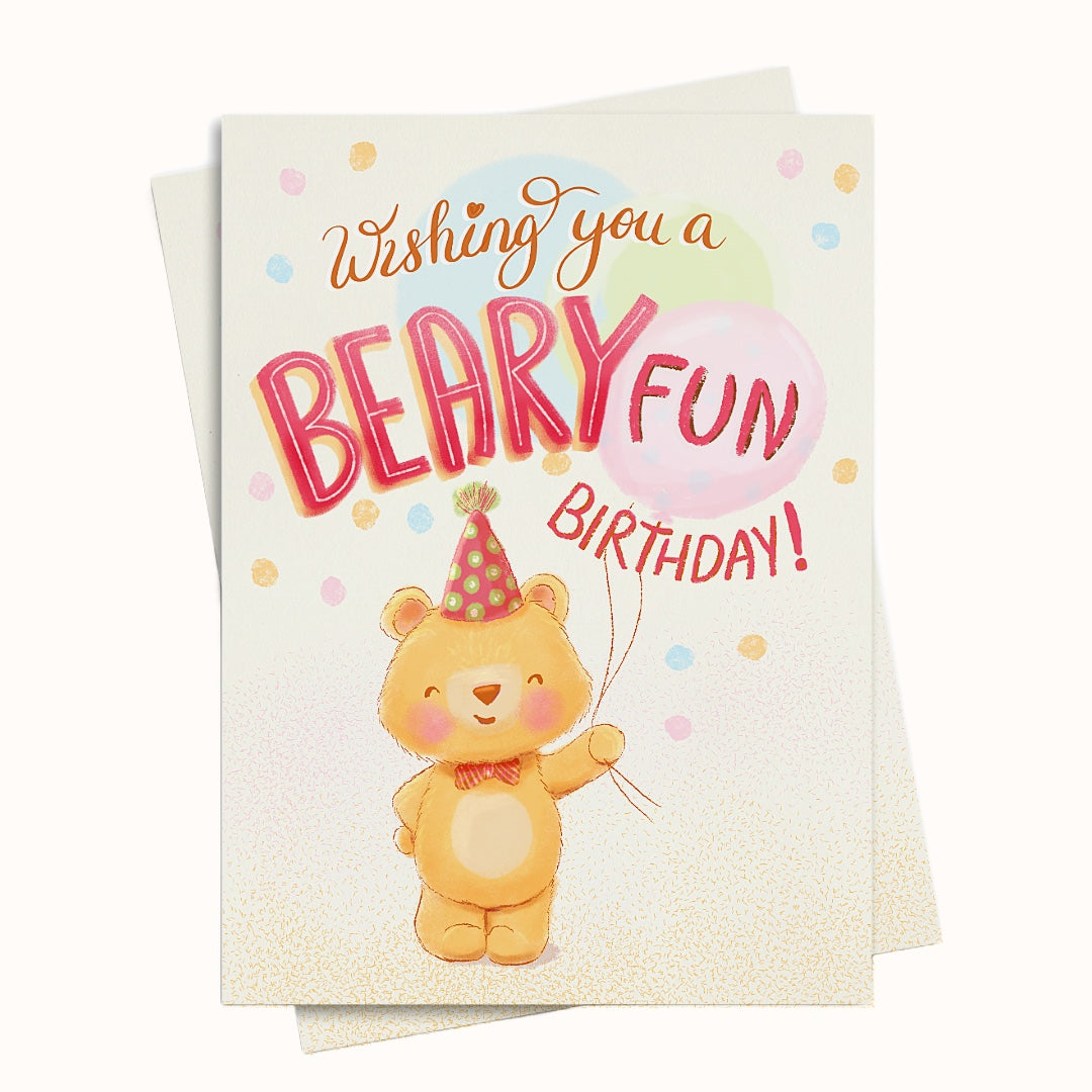 Cute bear printable birthday diy card