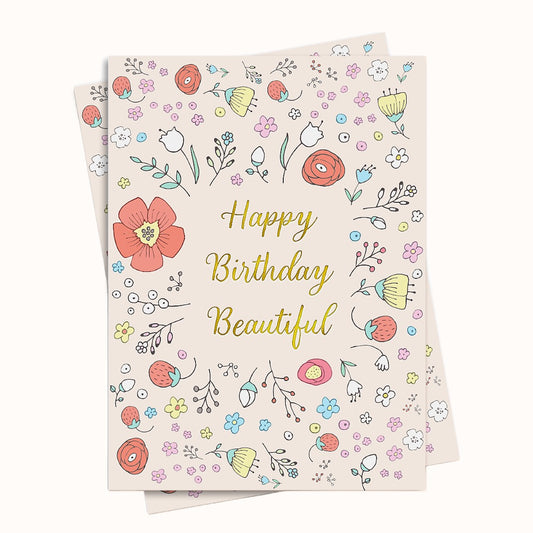 Happy Birthday Beautiful Folded greeting