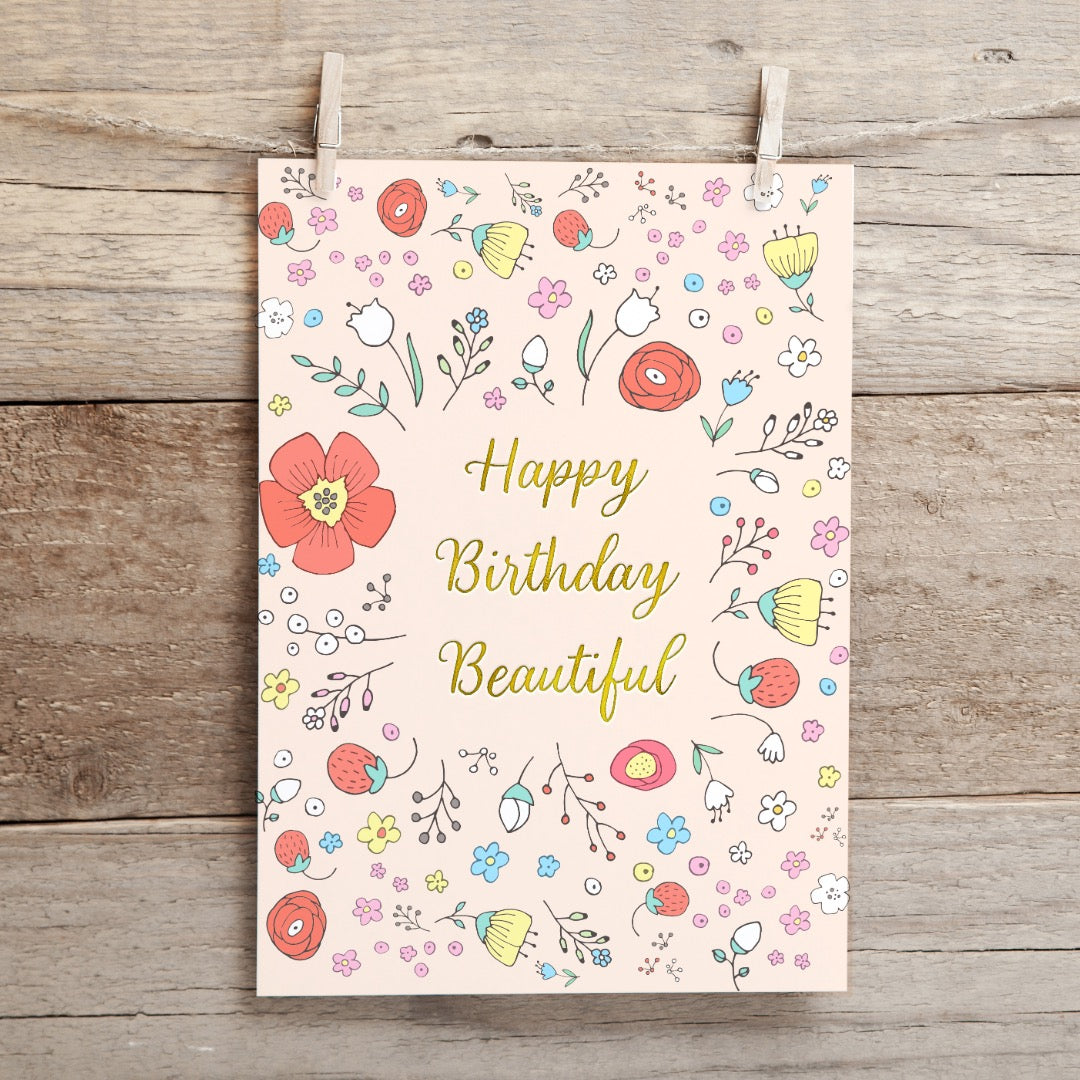 Happy Birthday Beautiful Folded greeting