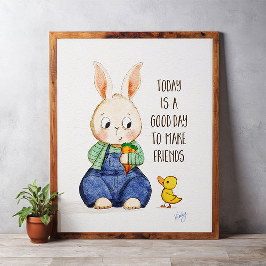 Make Friends Bunny and Duckling Wall Art