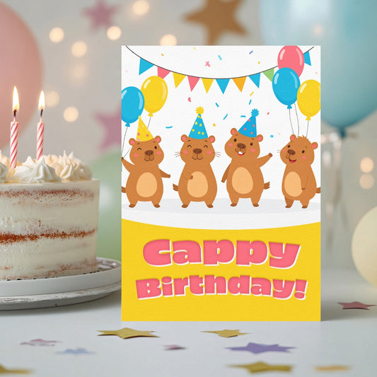 Capybara Birthday greeting card printable