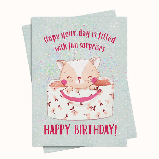 Kitten Surprise Birthday Greeting Printable Card