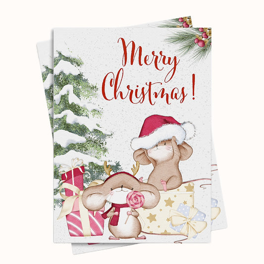 Cute Mice Christmas Printable Holiday Greeting