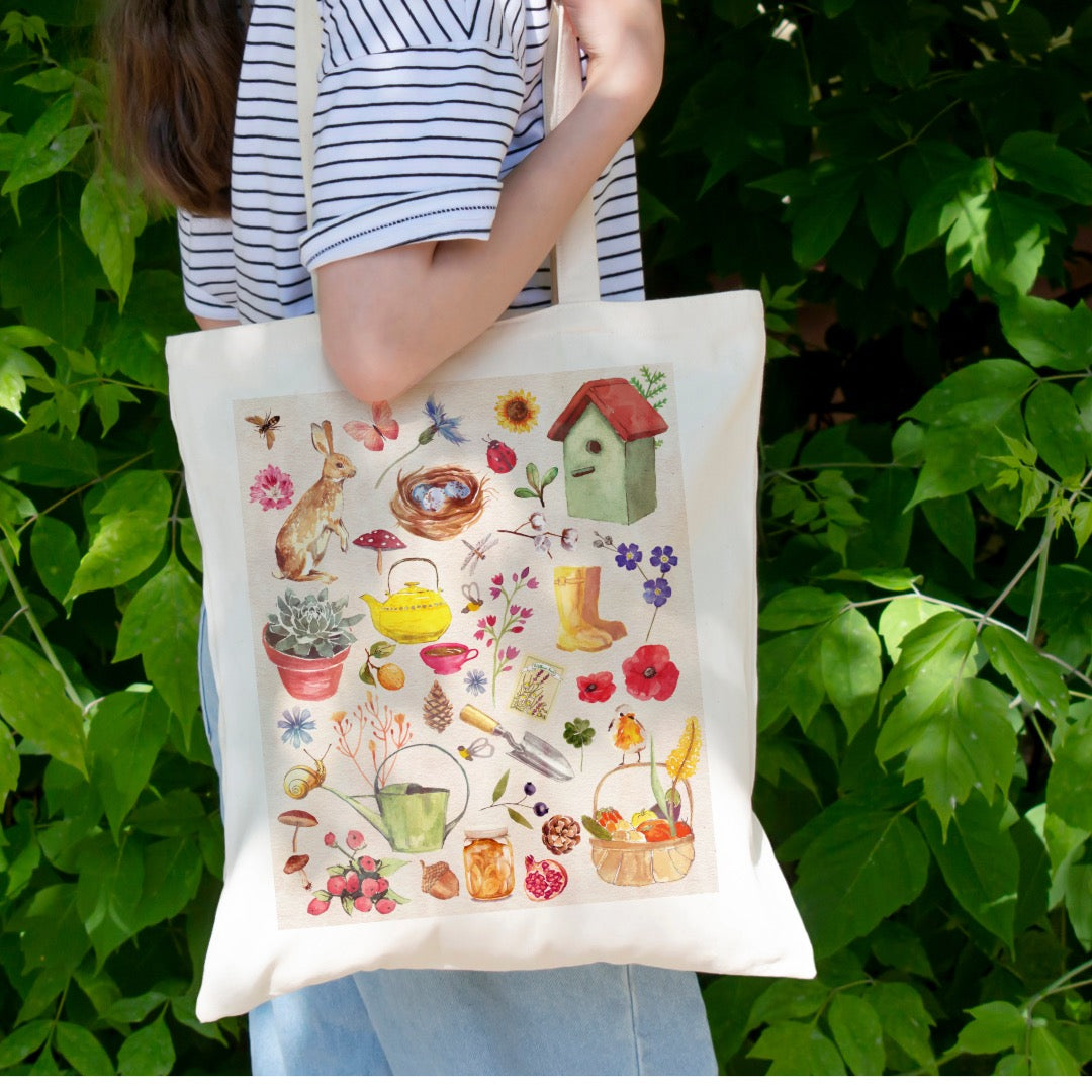 Cottage core garden tote bag