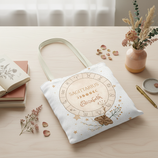 Custom Astrology Zodiac Reusable Tote Bag