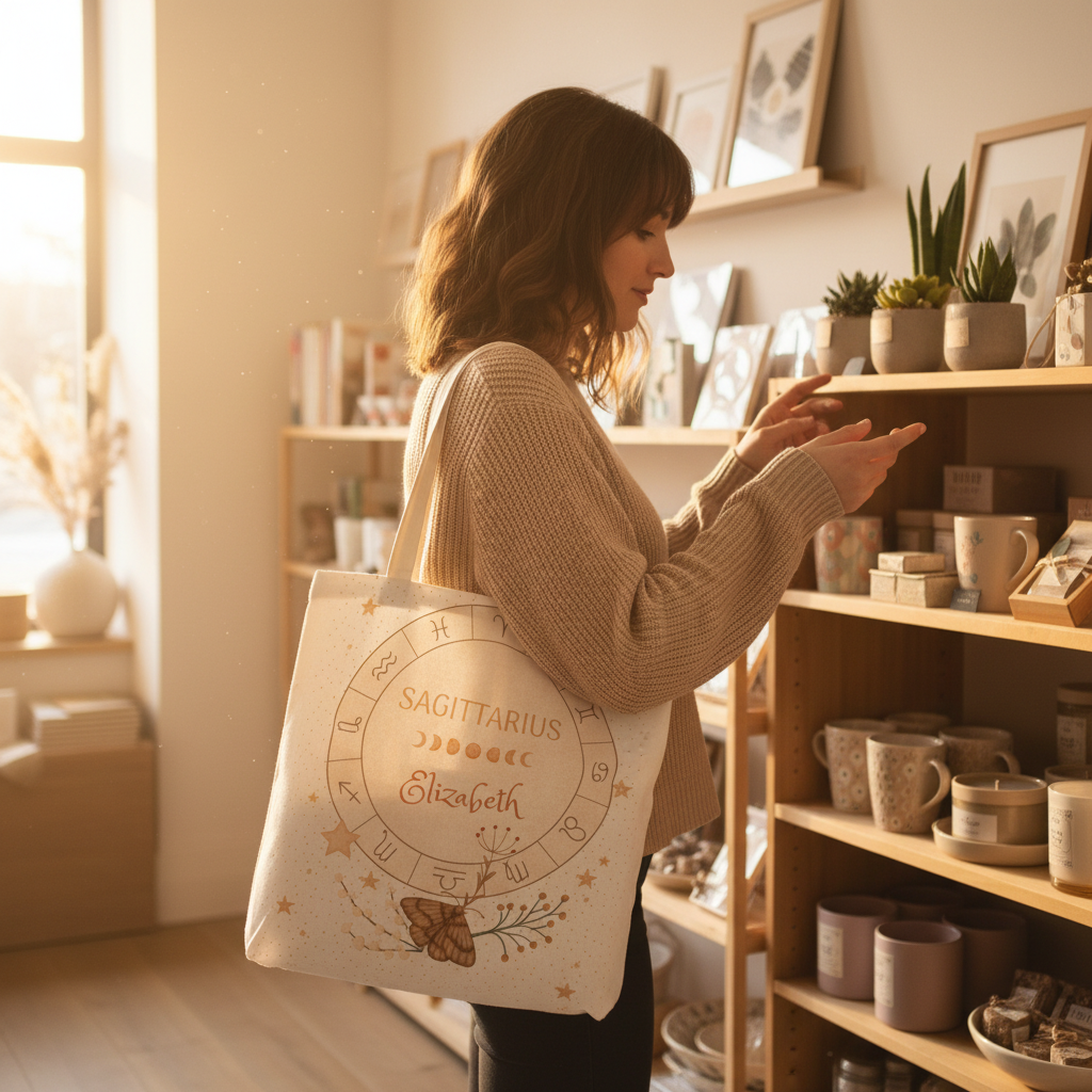 Custom Astrology Zodiac Reusable Tote Bag