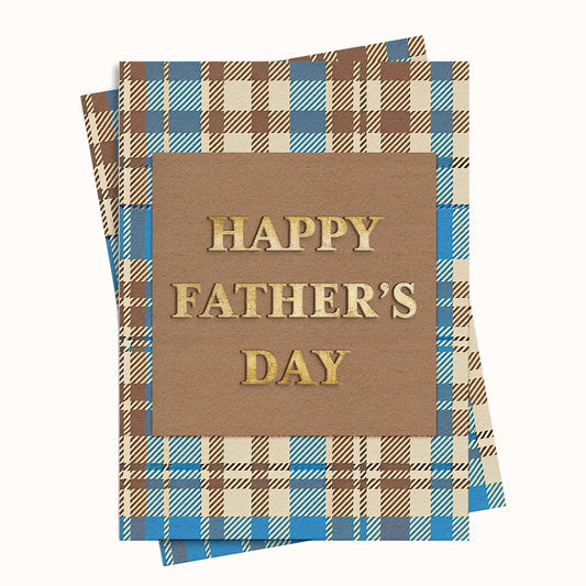 Fathers day plaid gold greeting card printable