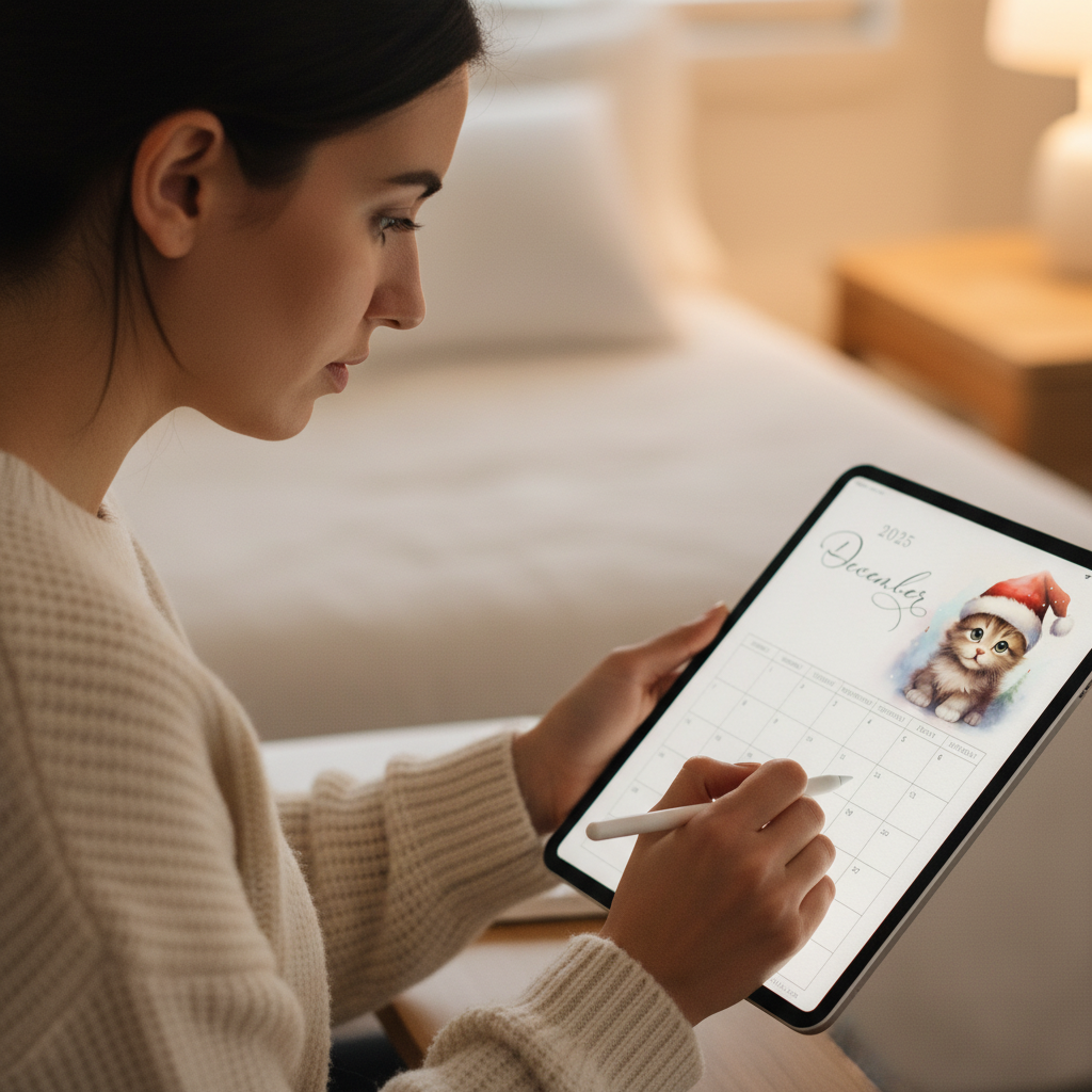 Free kitten monthly planner - December 2025