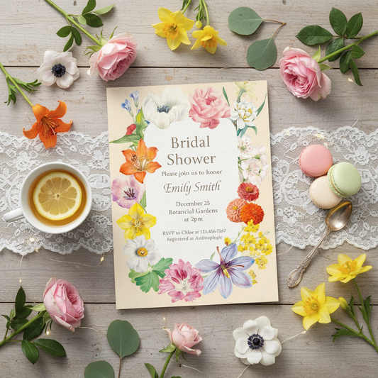 Vintage Floral Collage Bridal Shower Invitation