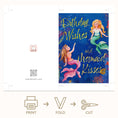 Load image into Gallery viewer, Mermaid Kisses Birthday Greeting Card Printable
