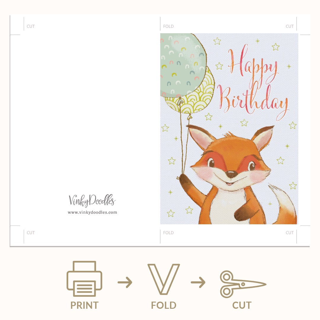 Cute Fox Birthday Card