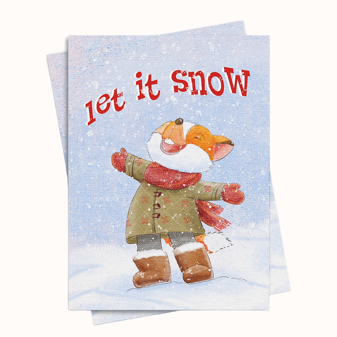 Let it Snow Cute Fox Christmas Greeting Card