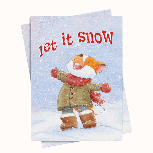 Let it Snow Cute Fox Christmas Greeting Card
