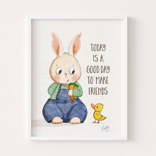 Make Friends Bunny and Duckling Wall Art