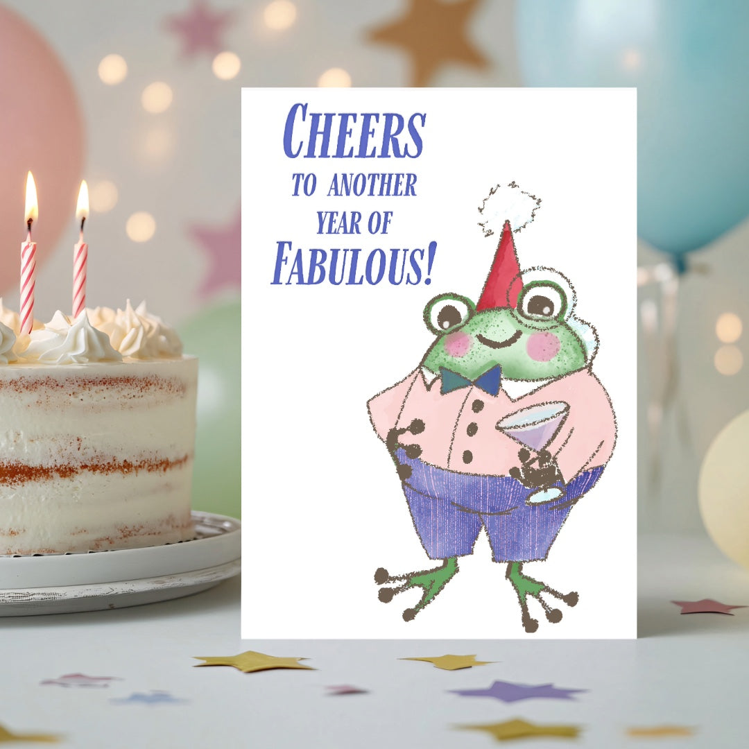 Fabulous Frog Birthday Greeting Card Printable