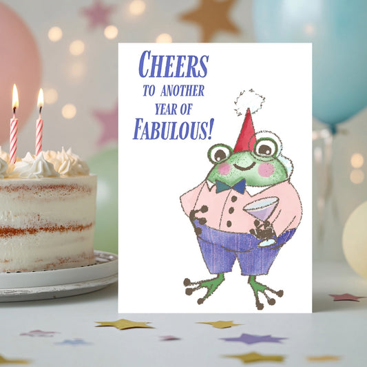 Fabulous Frog Birthday Greeting Card Printable