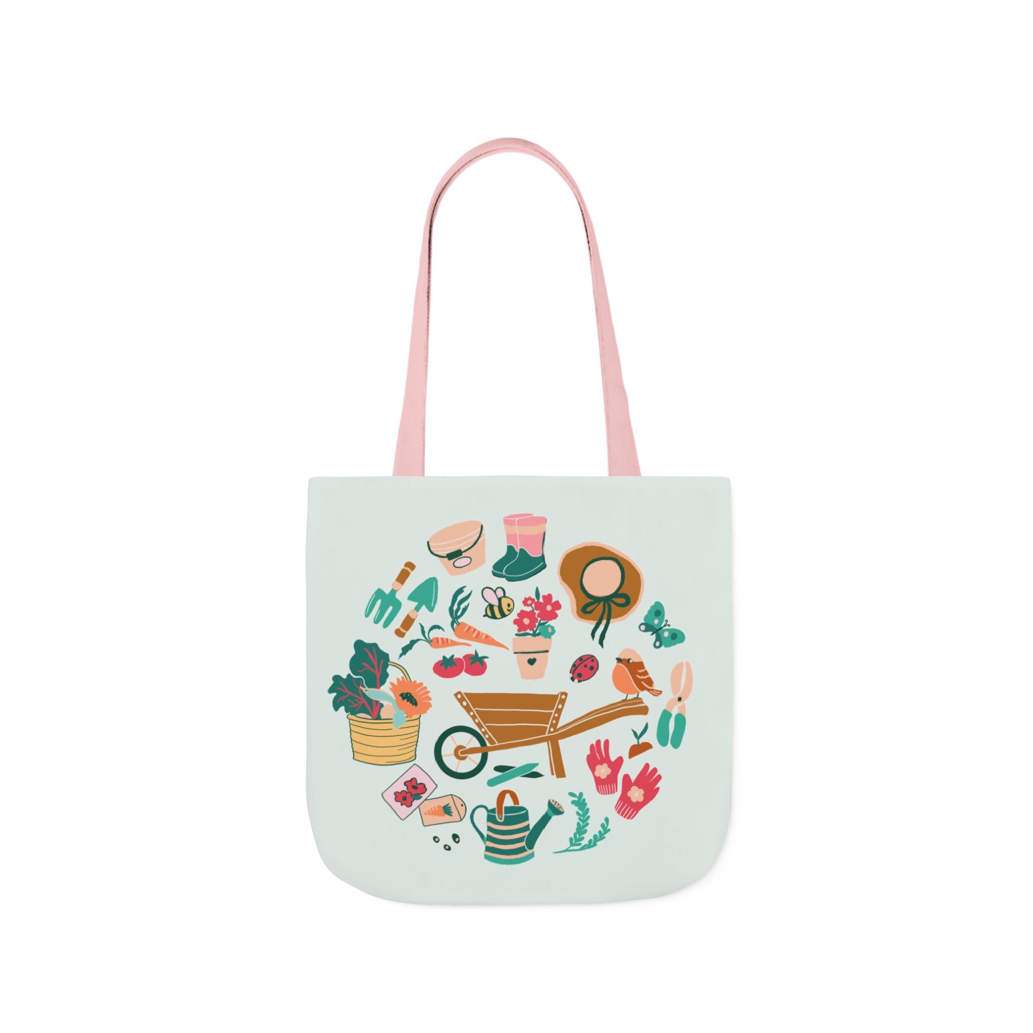 Storybook Gardening Tools Canvas Tote  with Pink Straps