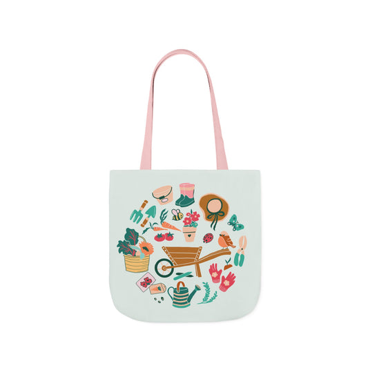 Storybook Gardening Tools Canvas Tote  with Pink Straps