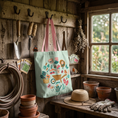 Load image into Gallery viewer, Storybook Gardening Tools Canvas Tote  with Pink Straps

