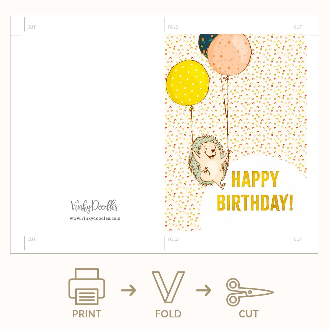 Hedgehog birthday greeting card