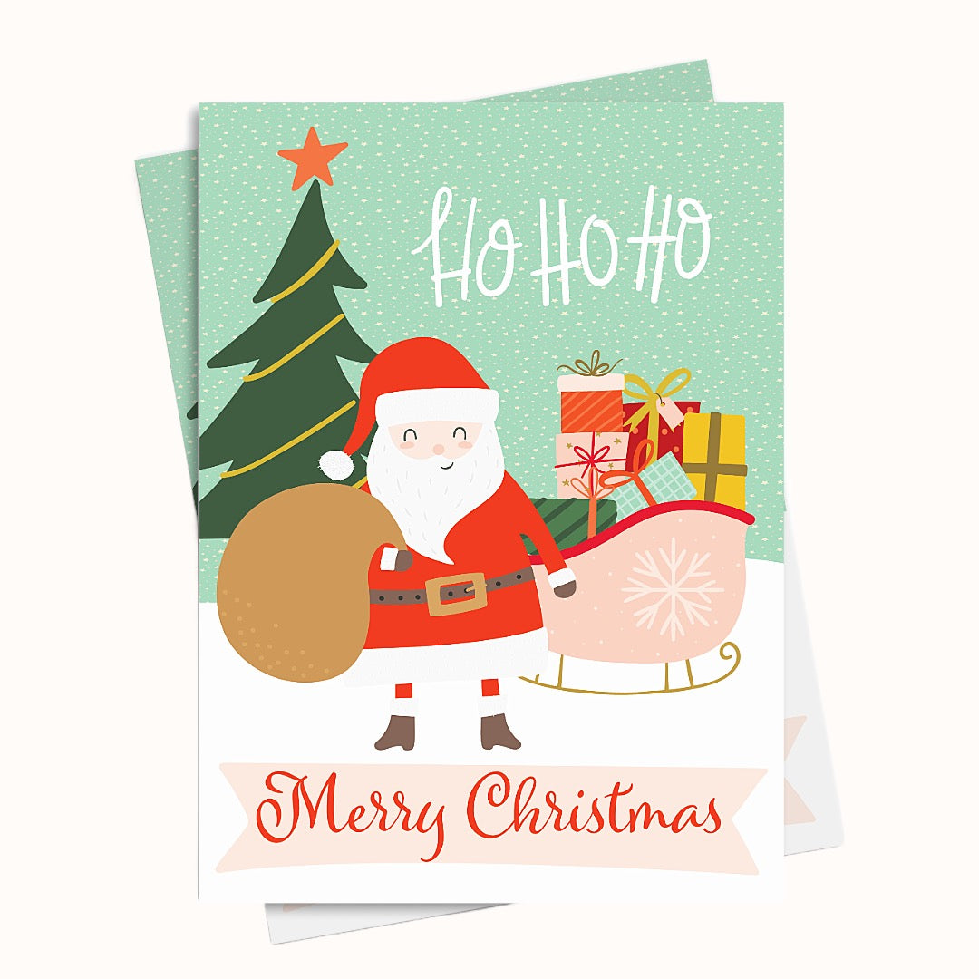 Santa and Sleigh Christmas Card