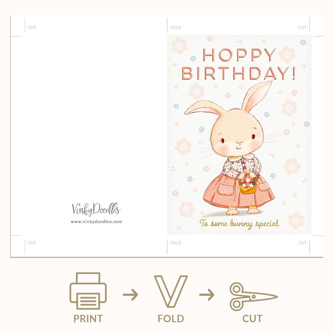 Hoppy Birthday Vintage Bunny Greeting Card