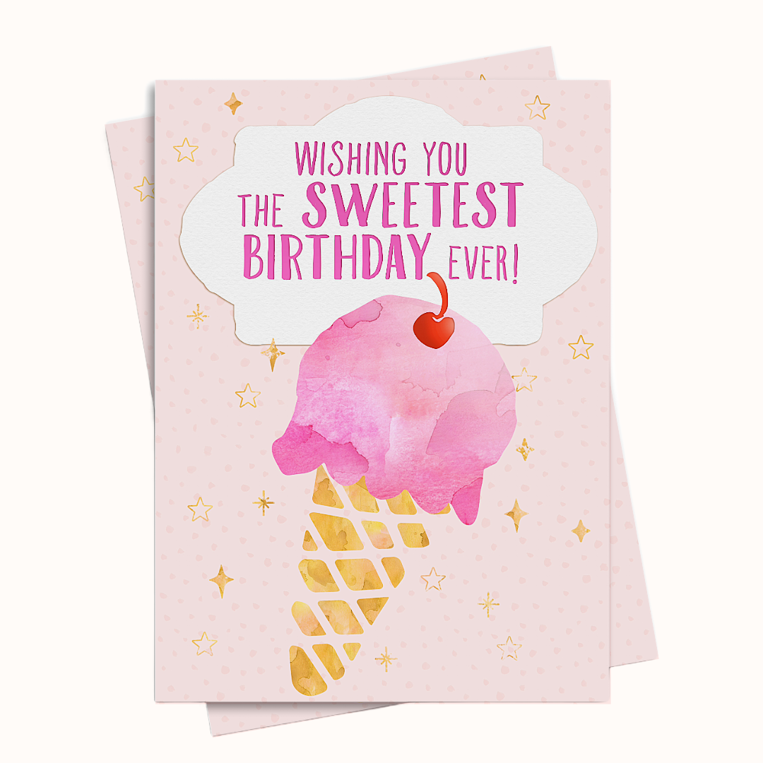 Sweetest Birthday Icecream Printable Birthday Card