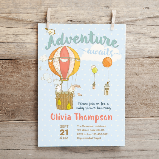 Adventure Awaits Baby Shower Invitation