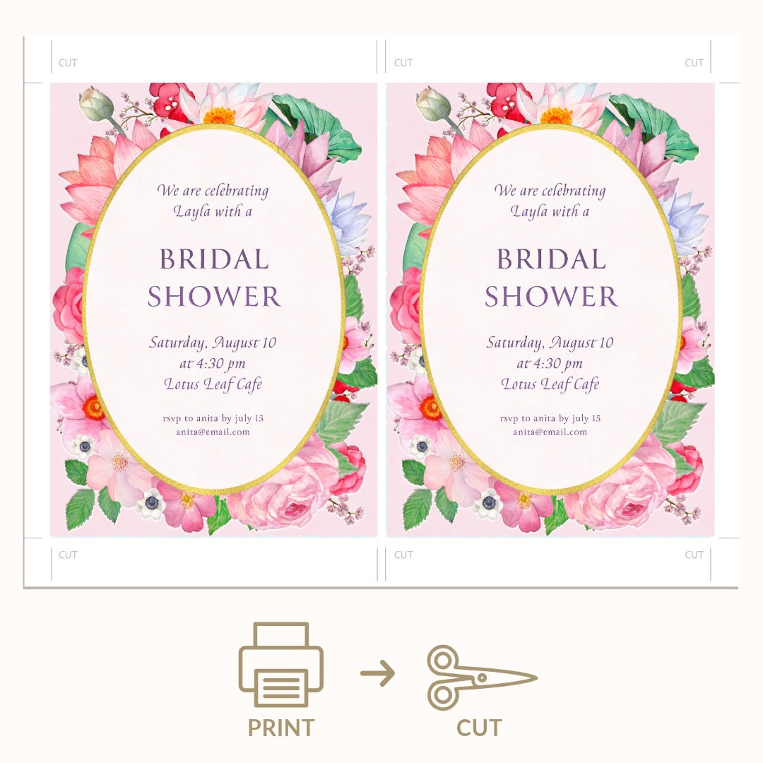 Roses and Lilies Bridal Shower Invitation