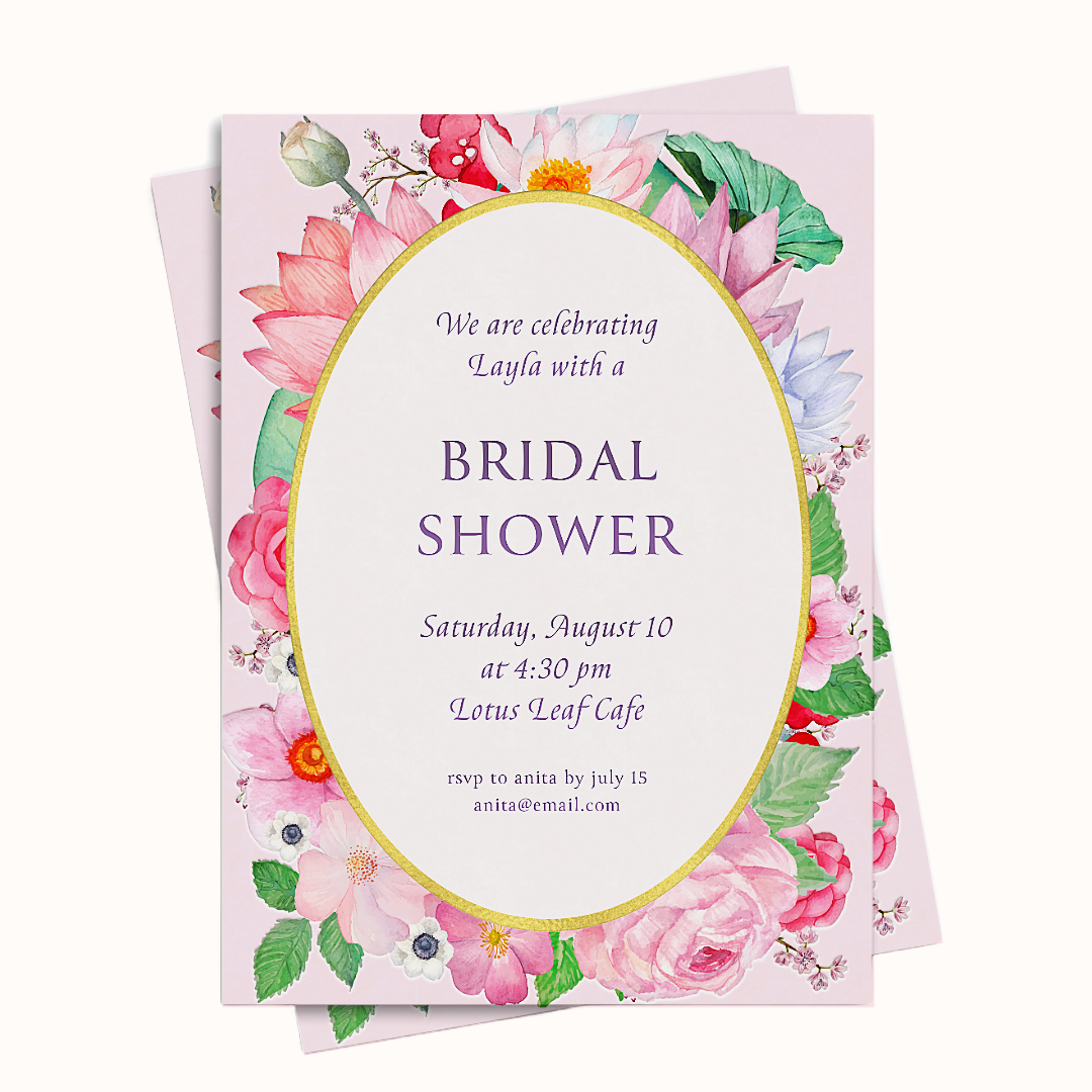 Roses and Lilies Bridal Shower Invitation